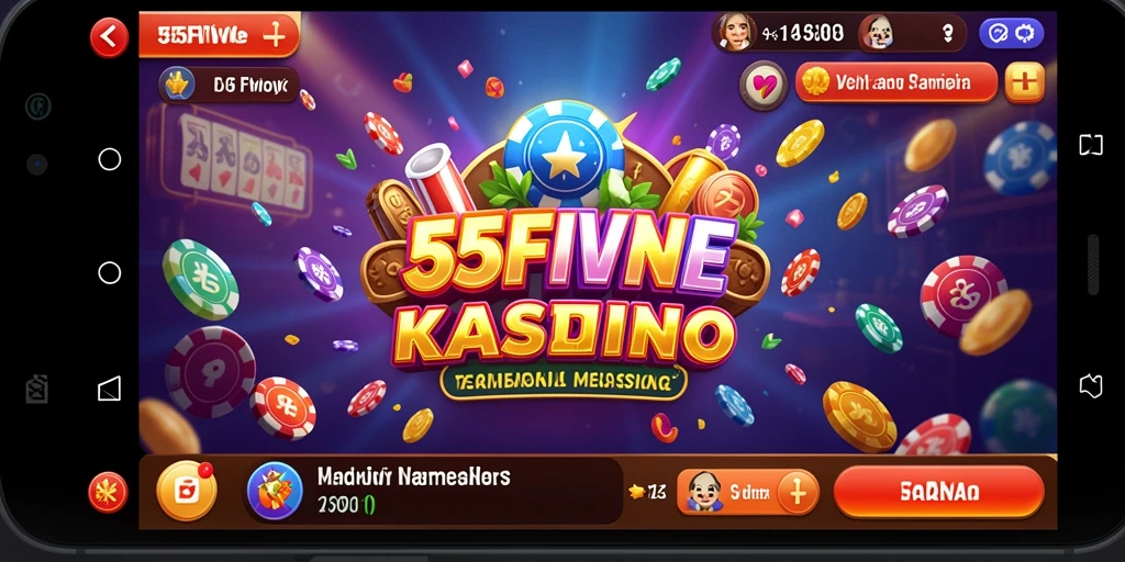 Tampilan screenshot 55FIVE menampilkan momen seru permainan Kasino.