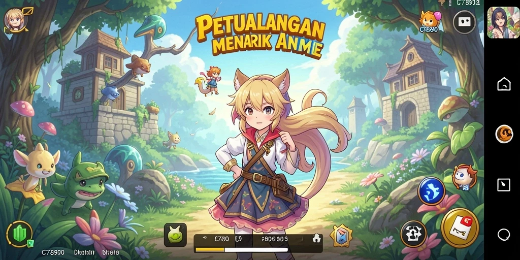 Screenshot menunjukkan aksi pertempuran karakter anime dalam C7890.