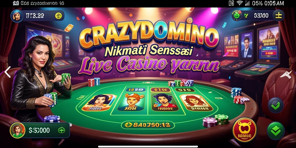 Screenshot gameplay Live Casino CRAZYDOMINO yang mendebarkan dan interaktif.
