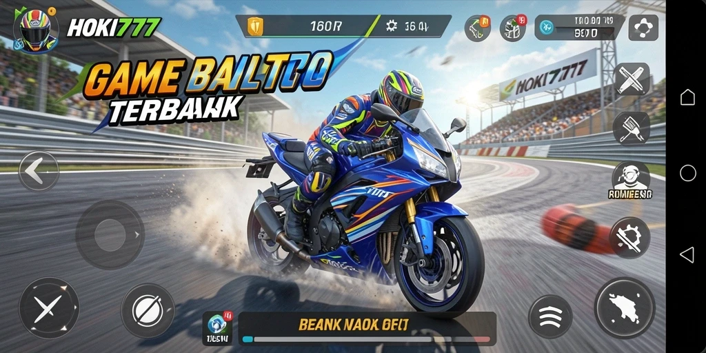 Tampilan gameplay HOKI777 yang mendebarkan dari balapan motor.