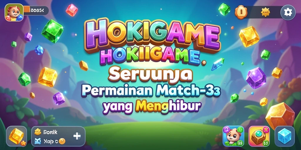 Tampilan menarik HOKIGAME dengan gameplay Match-3 yang seru.