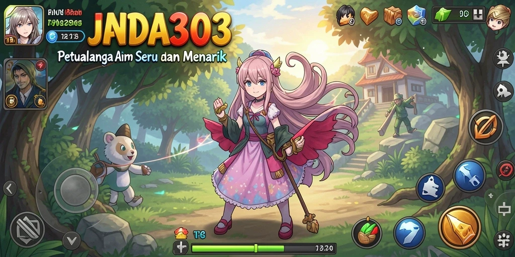 Tampilan gameplay JANDA303 dengan aksi seru dan karakter anime yang mengagumkan.