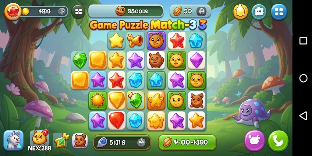 Gameplay seru dan menantang dari NEX288 dalam aksi Match-3.
