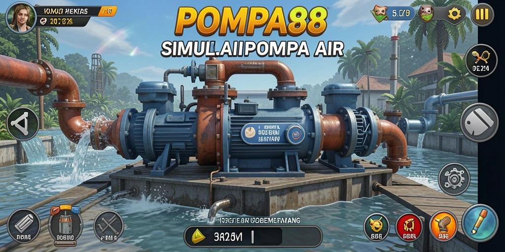 Tampilan gameplay POMPA88 yang menantang dan menarik saat mengoperasikan pompa air.
