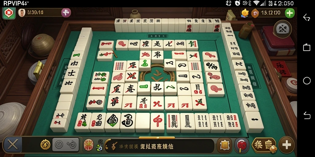 Screenshot gameplay RPVIP4 menunjukkan momen-momen seru dalam permainan Mahjong.